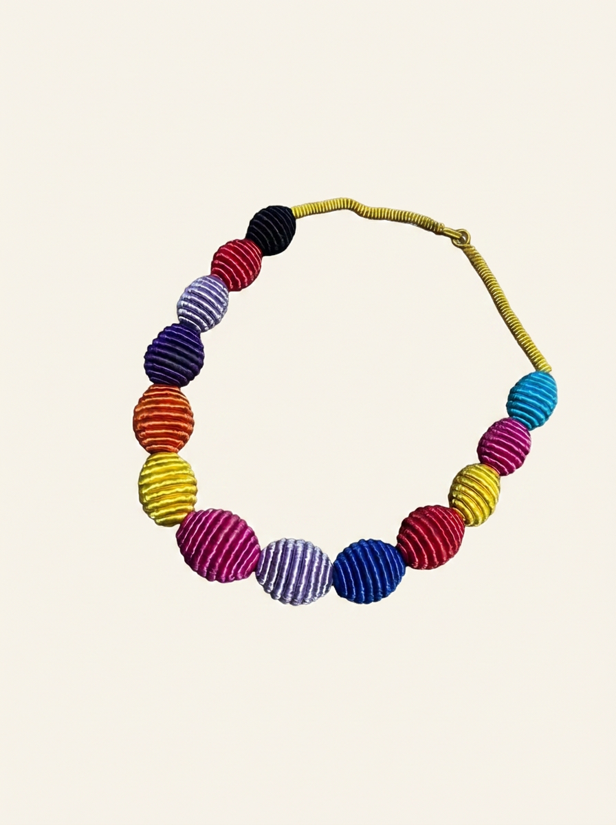 Collier Perles Tressées Multicolores