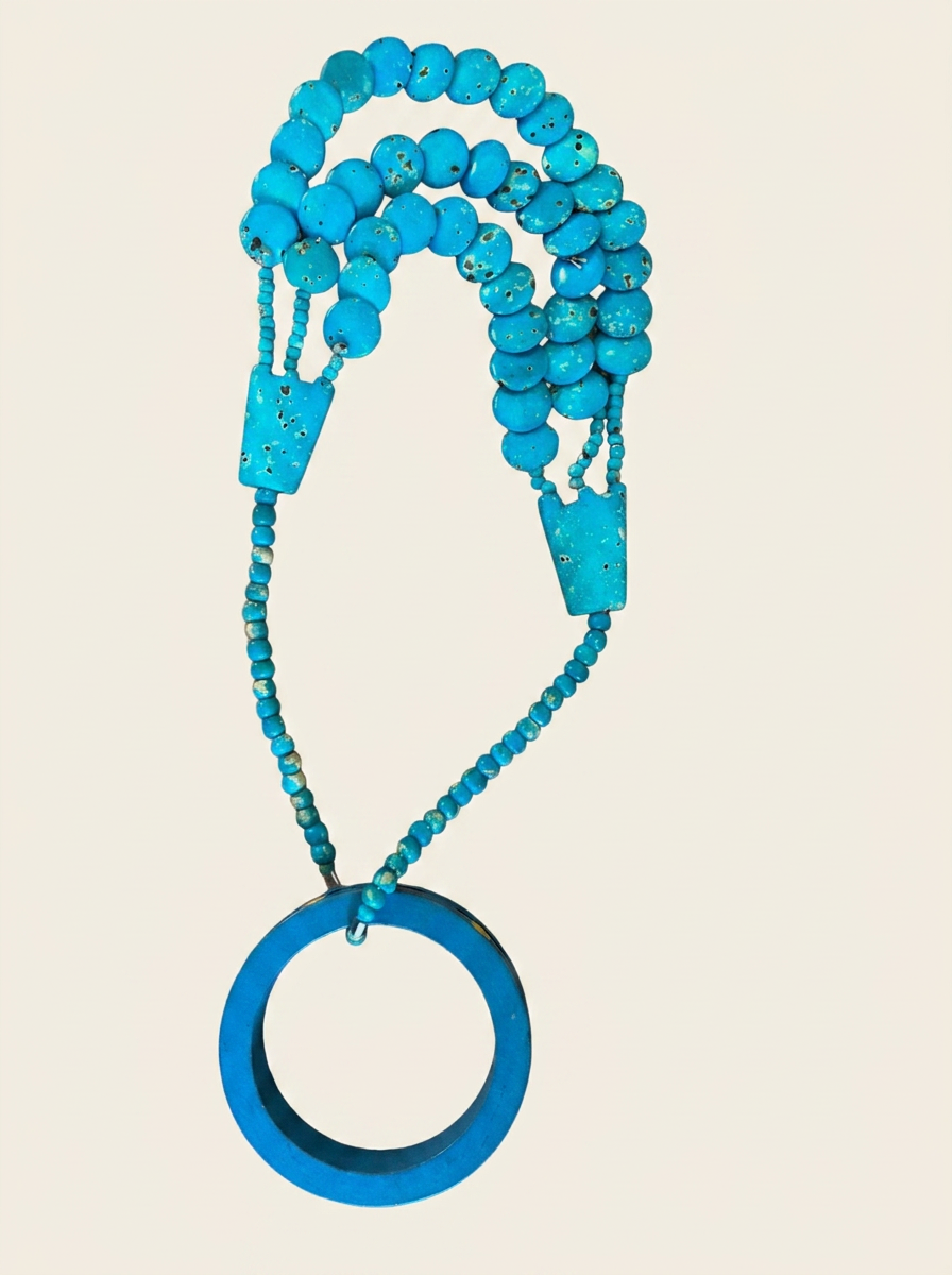 Collier Turquoise Pendentif Rond