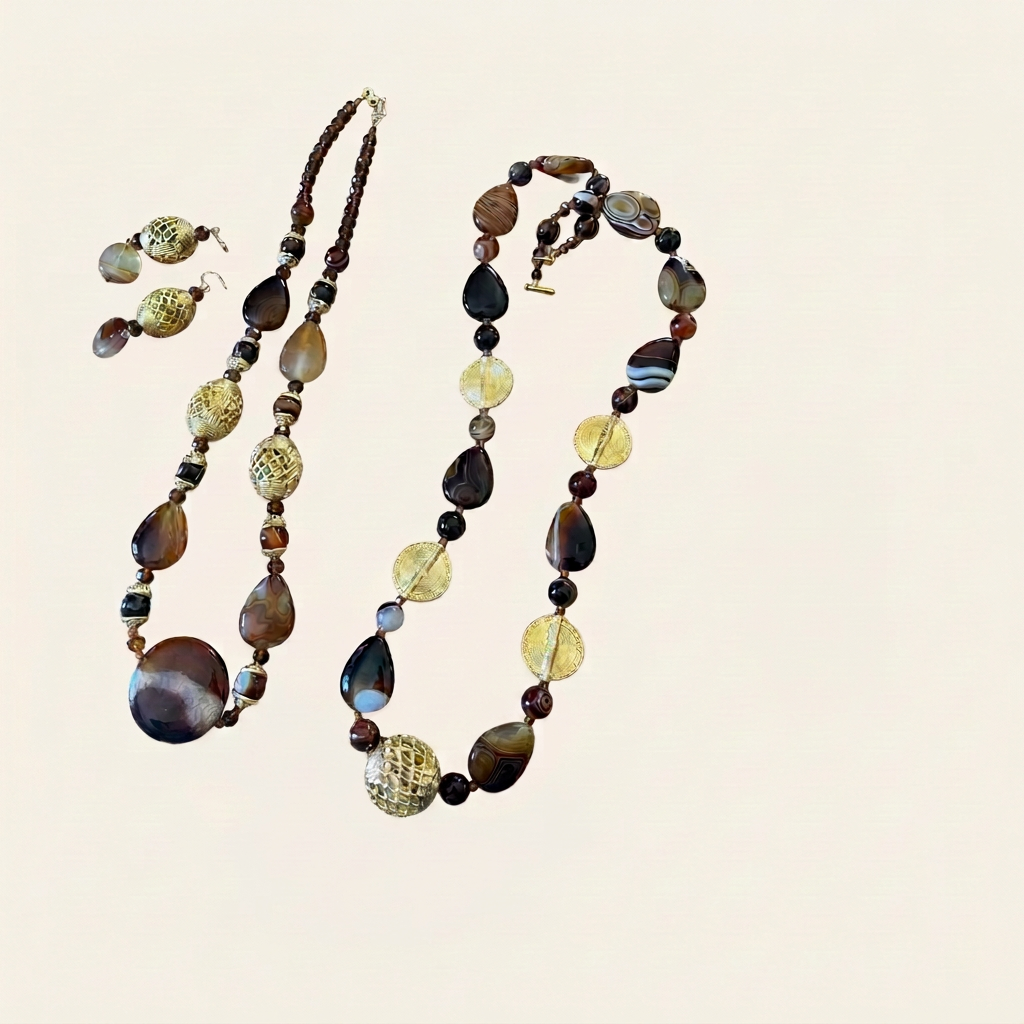 Parure Agate Marron