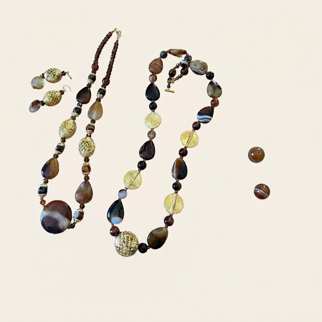 Parure Agate Marron